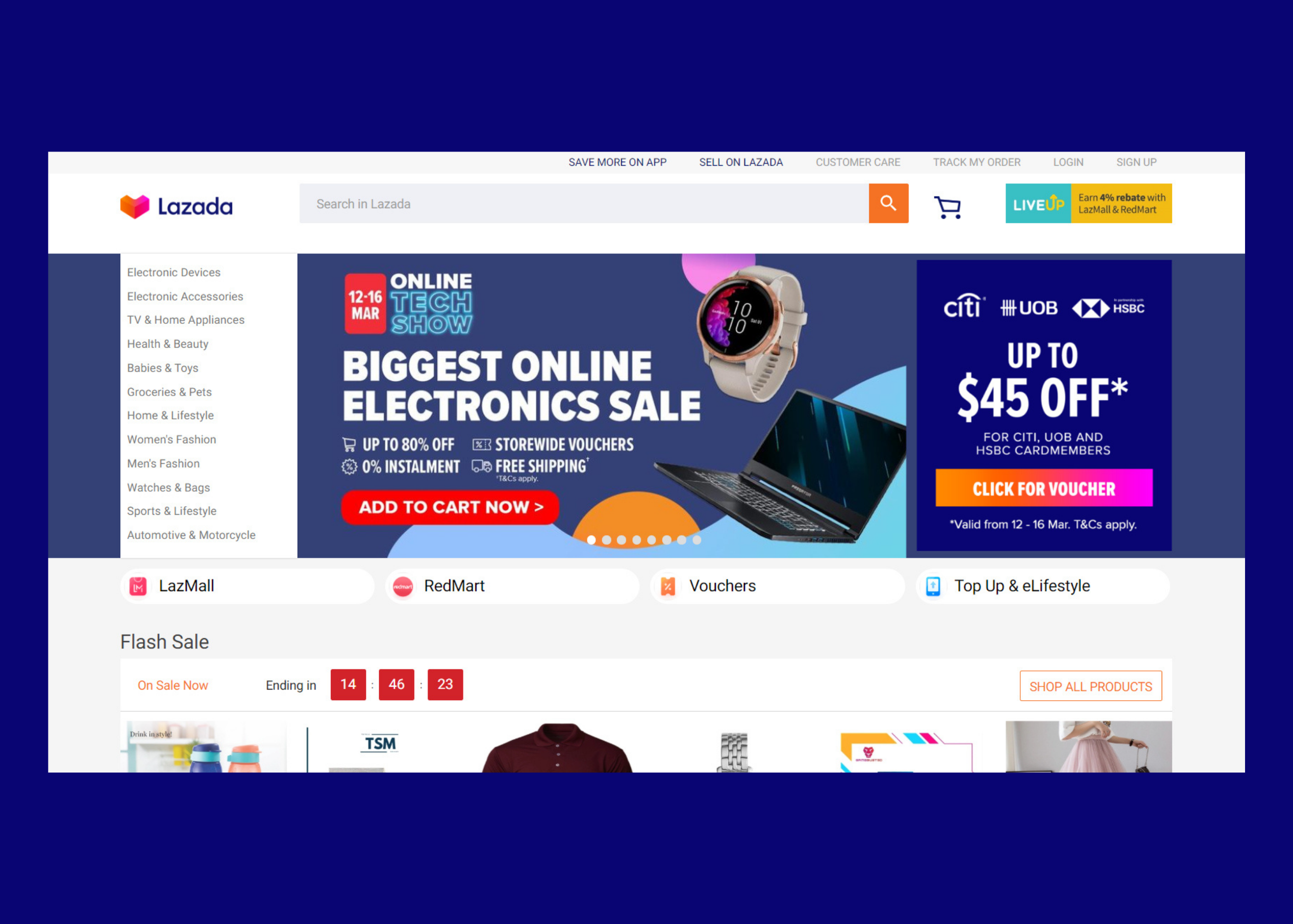 Lazada Singapore homepage Singapore e-commerce platform