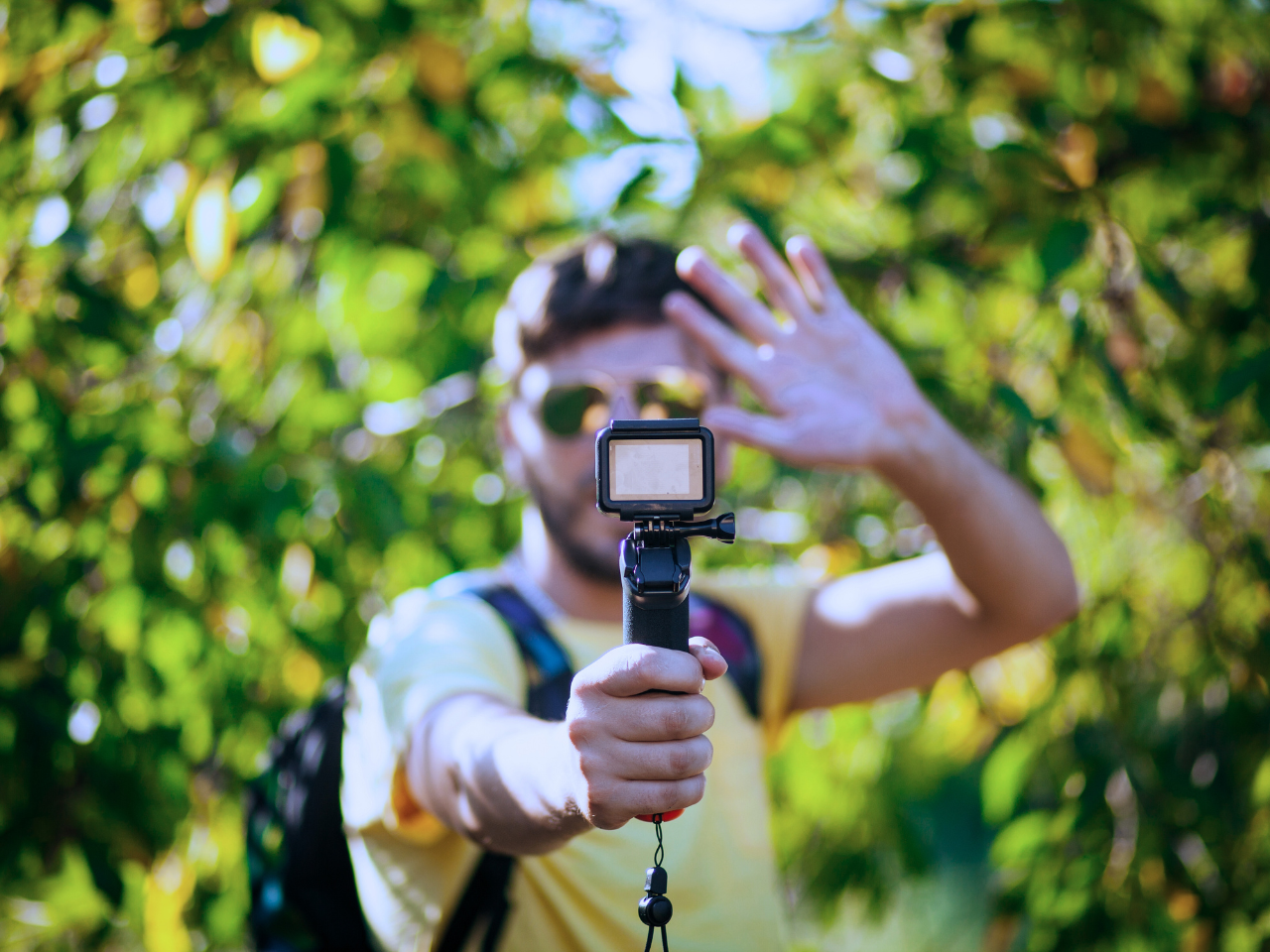 Social media Influencer vlogging in the nature