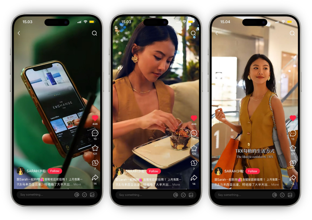 Scenes from Sarah’s post showcasing her experience at The Exchange TRX, from shopping and dining to exploring the mall’s exclusive offerings.