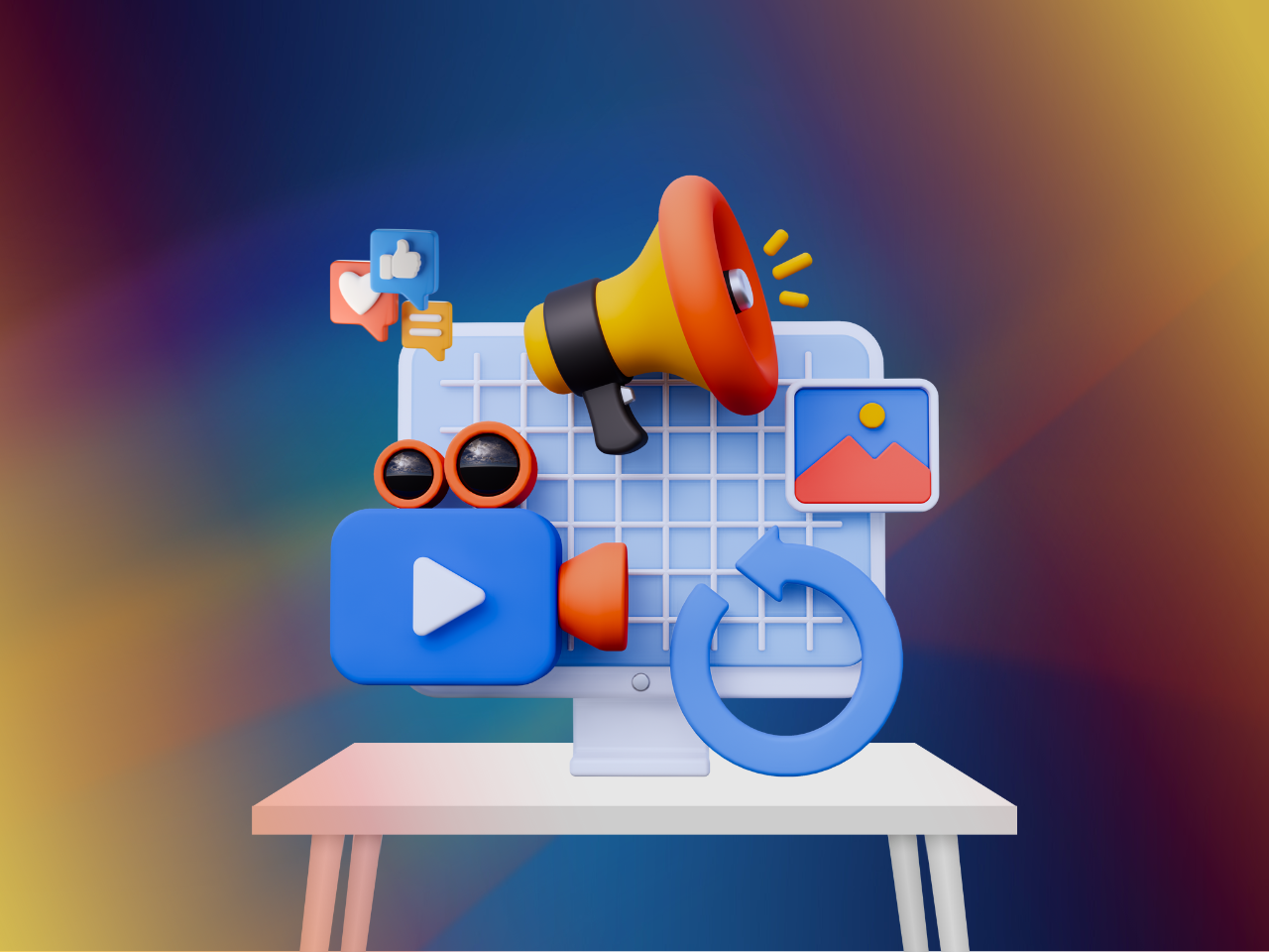 Digital Media Advertising 3D Icon